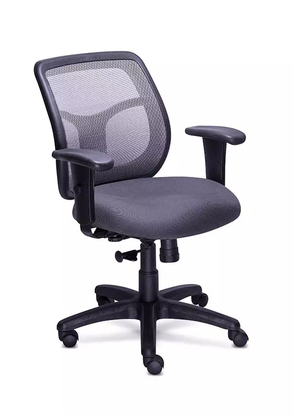 SILLA SEMI-EJECUTIVA C/BRAZO RESPALDO BAJO MESH, NEGRO, GRIS)