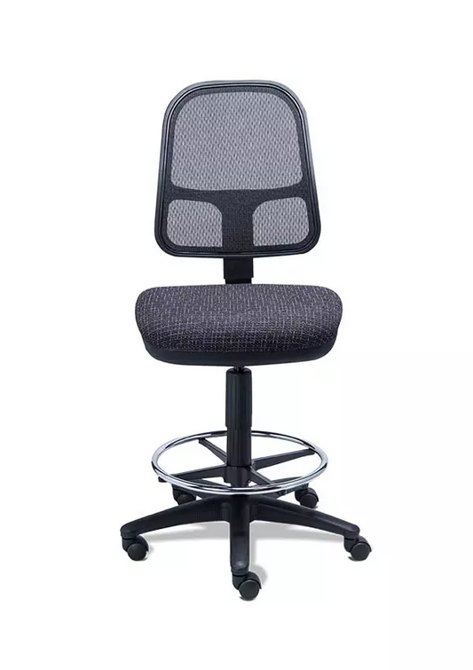 SILLA OPERATIVA VERSION BANCO ALTO DESCANSA PIES ACERO CROMADO(CARACT RS-490)