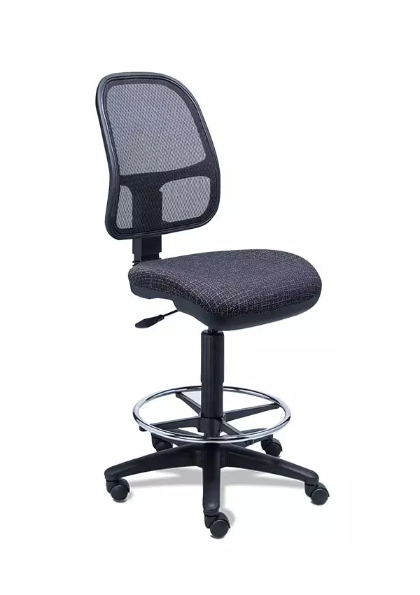 SILLA OPERATIVA VERSION BANCO ALTO DESCANSA PIES ACERO CROMADO(CARACT RS-490)